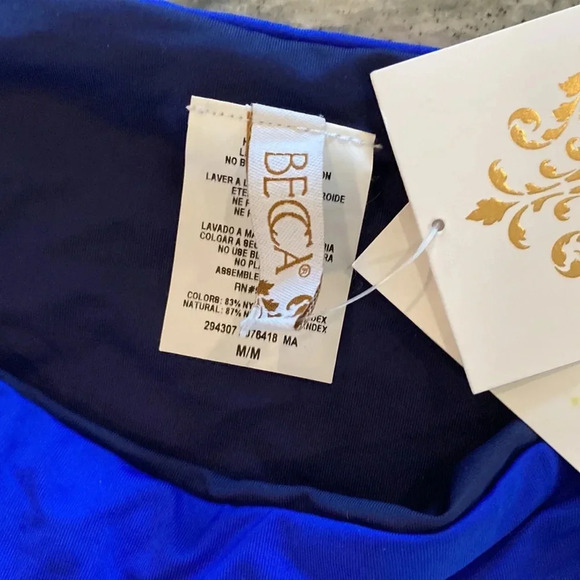 Becca navy striped bikini bottom size medium - Picture 4 of 12